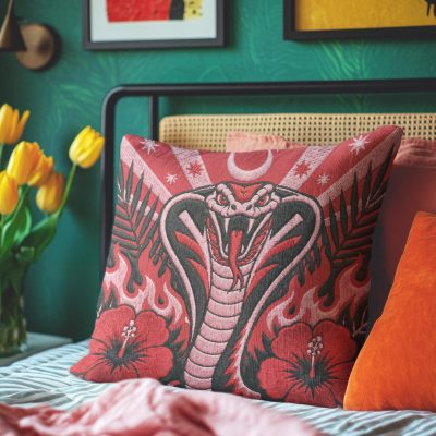 Embroidered Cobra Pillowcase