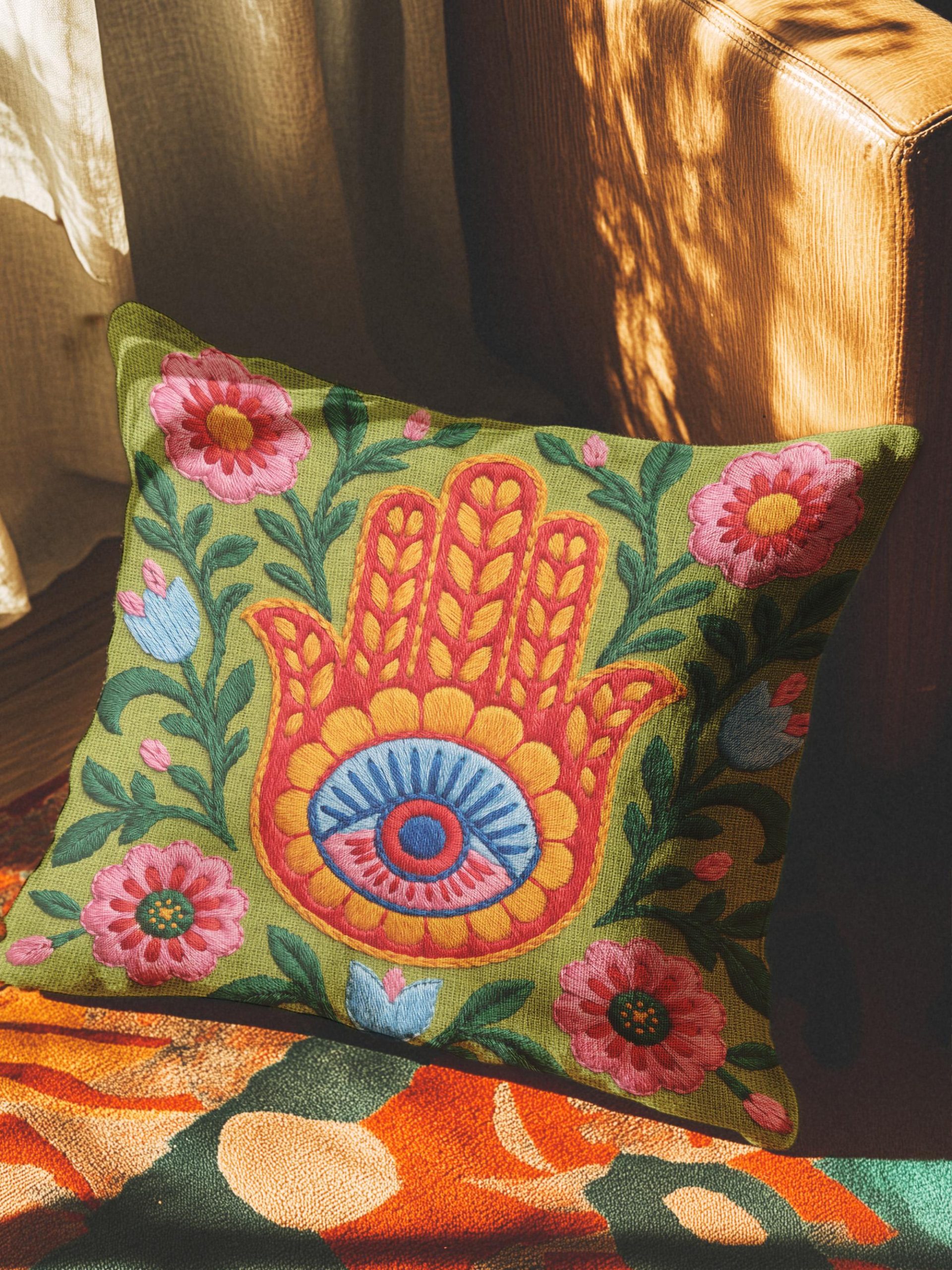 Maximalist Folk Art Pillow