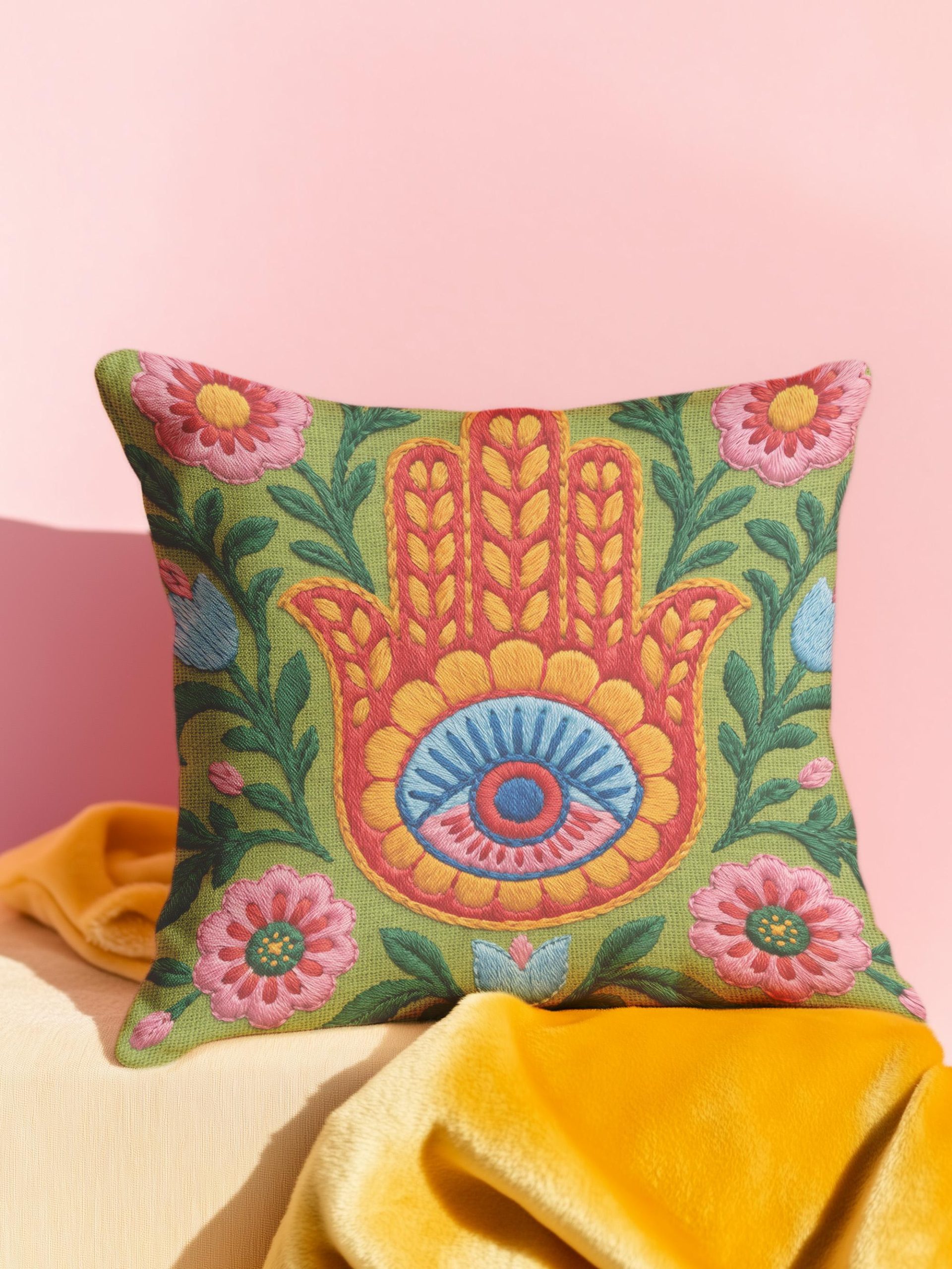 Maximalist Folk Art Pillow - Image 2