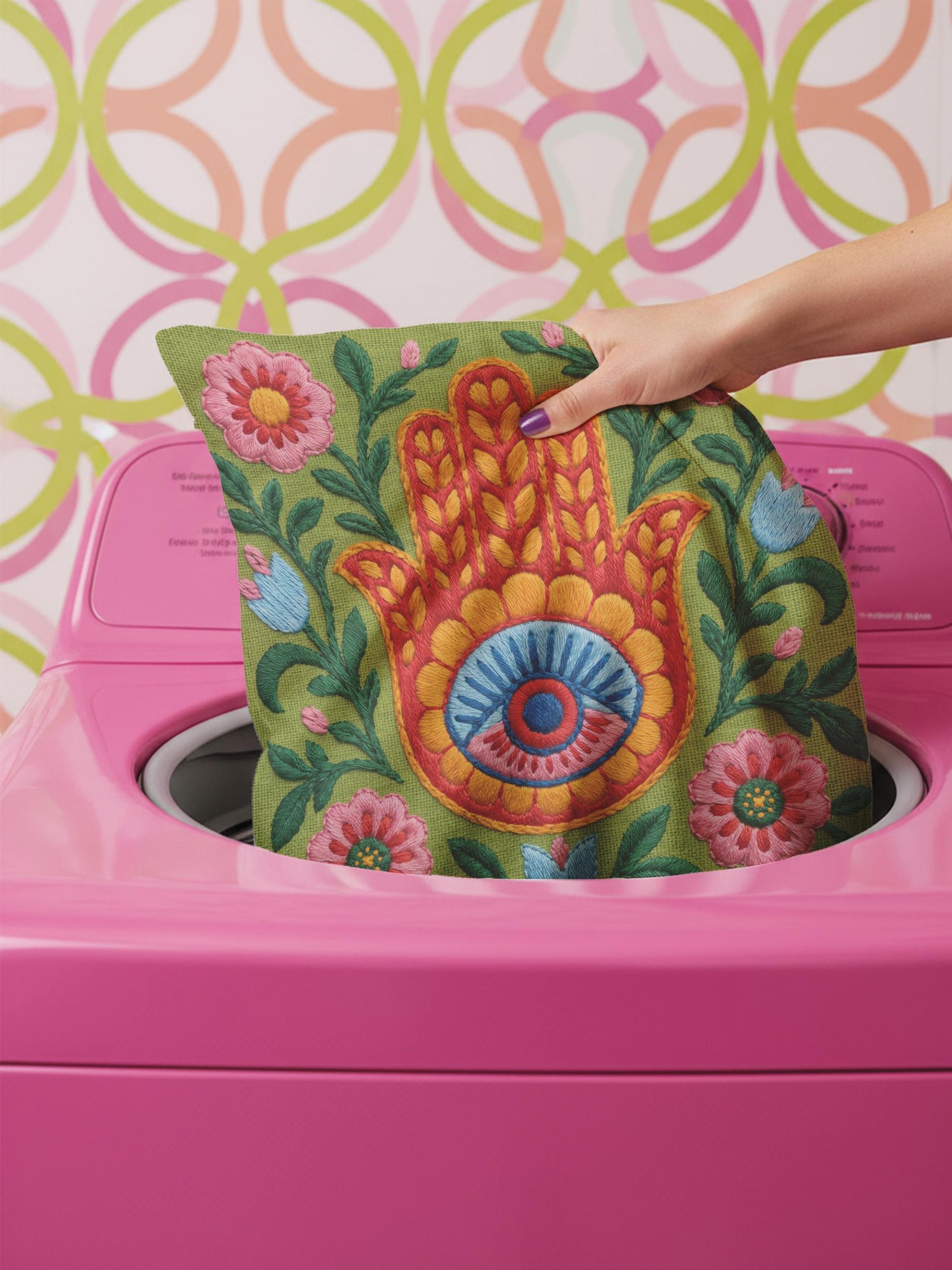 Maximalist Folk Art Pillow - Image 6