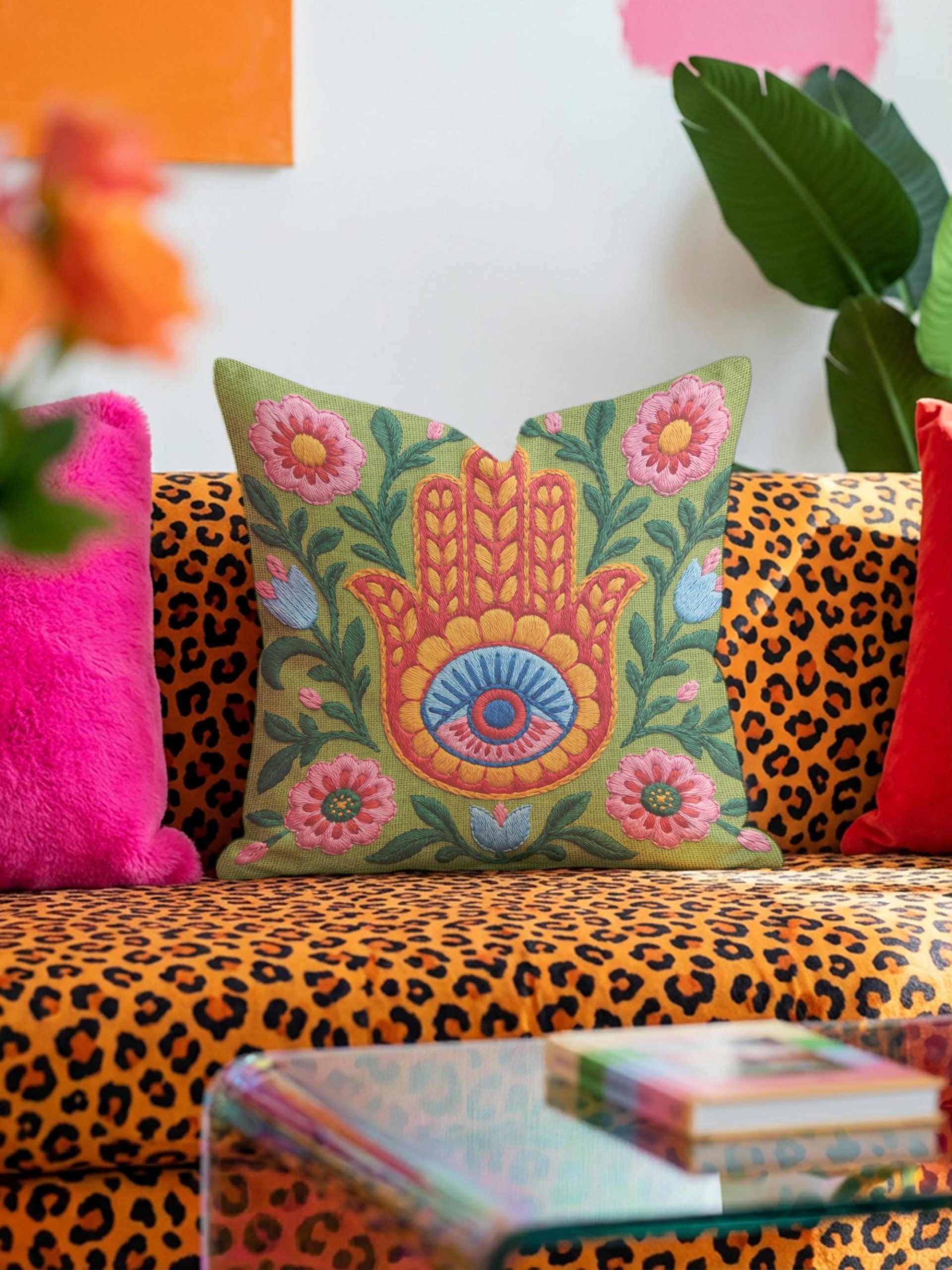 Maximalist Folk Art Pillow - Image 5