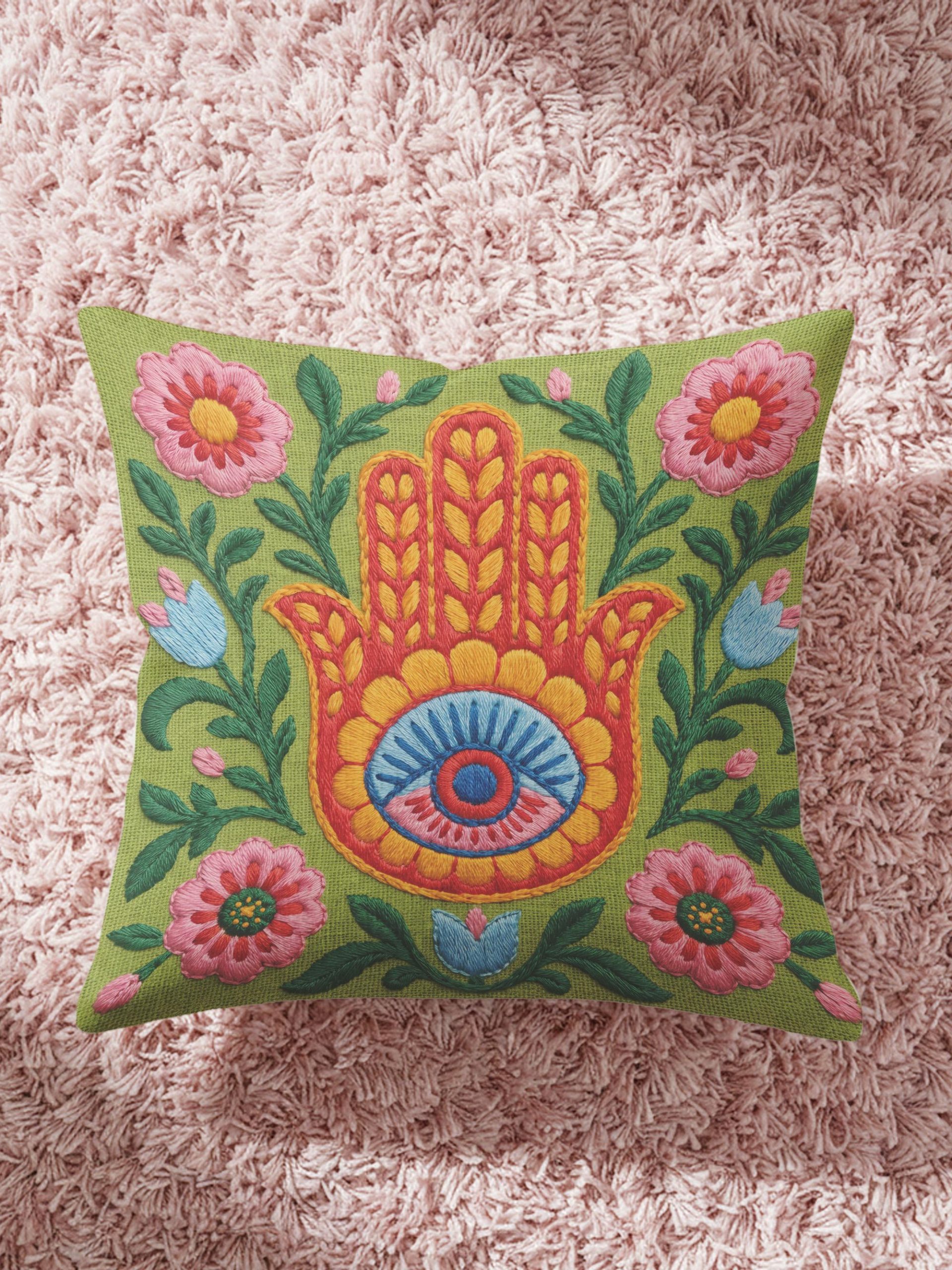 Maximalist Folk Art Pillow - Image 4
