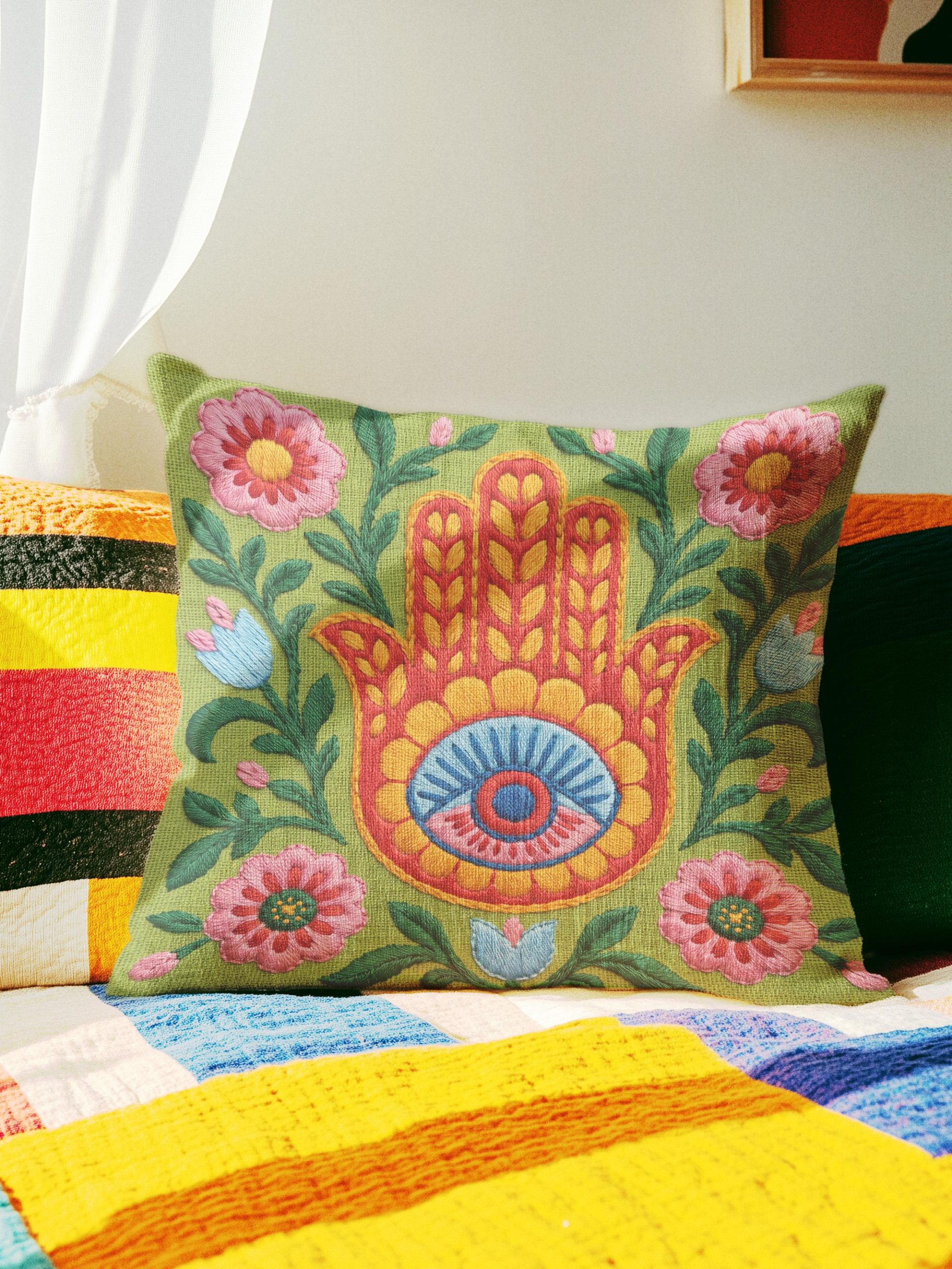 Maximalist Folk Art Pillow - Image 3