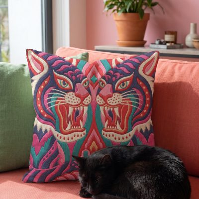 Embroidered Tiger Pillowcase