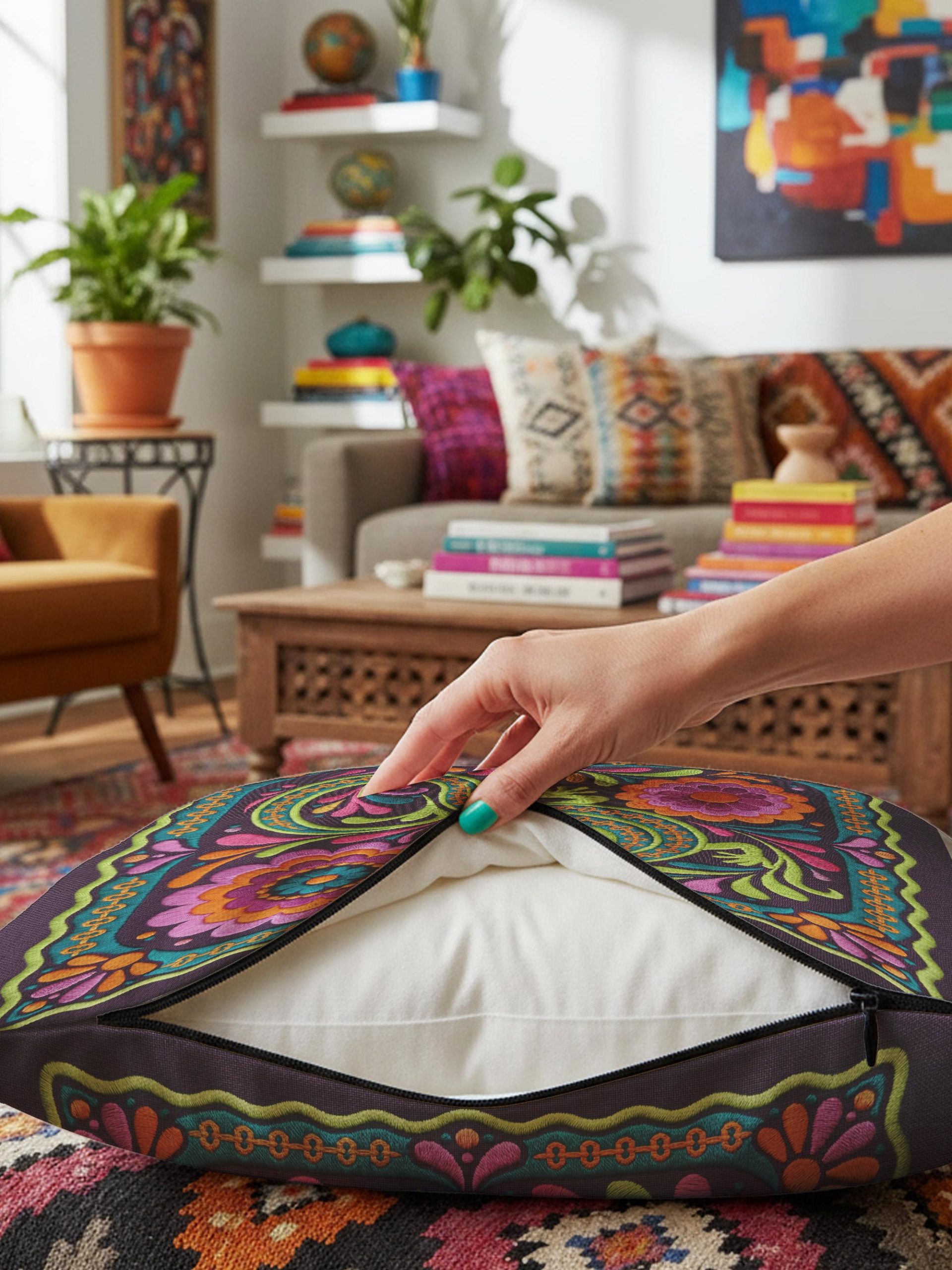 Minimalist embroidered lizard pillow - Image 6