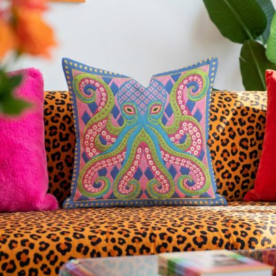 Colorful imitation embroidered ocean pillow