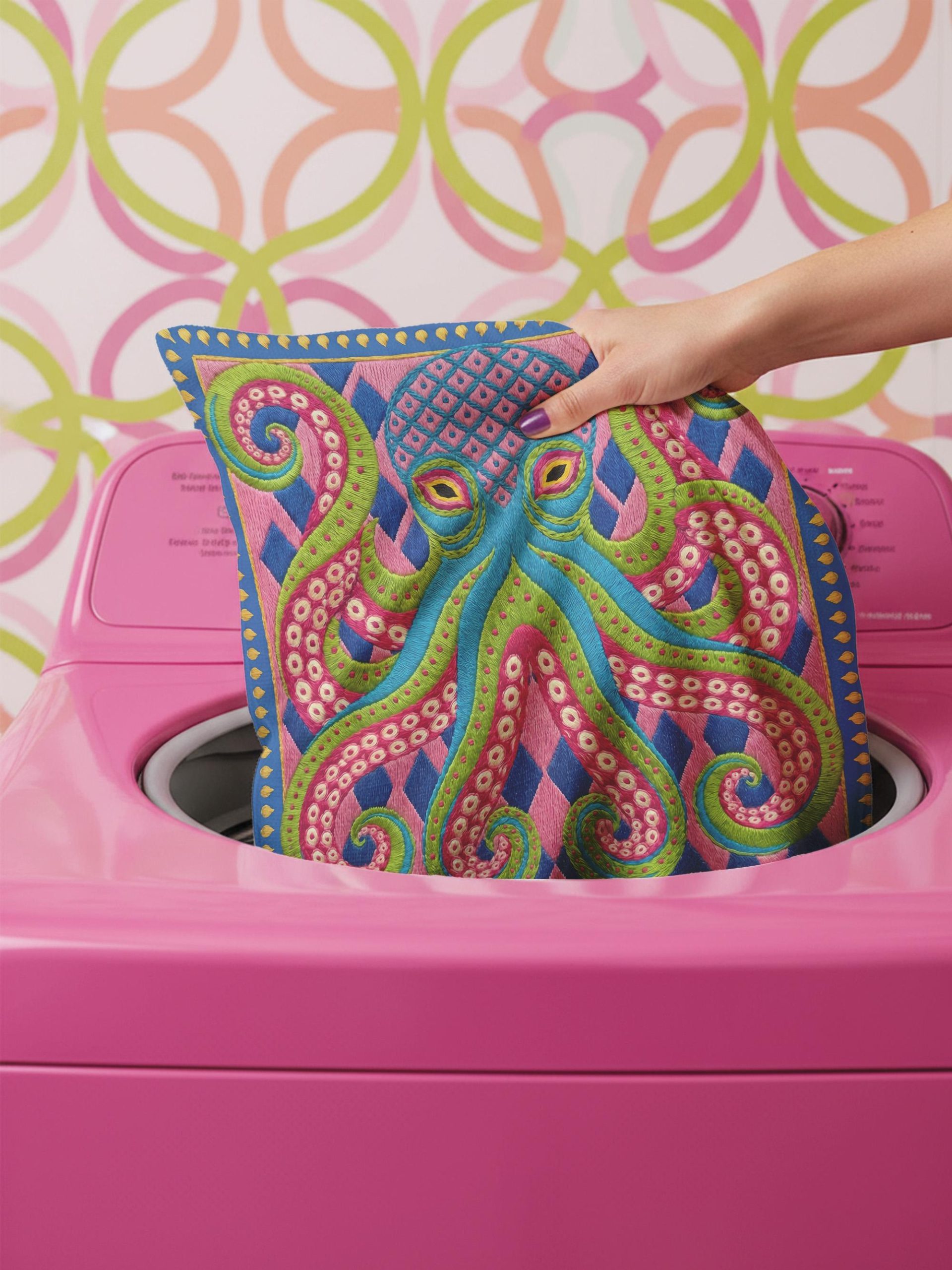 Colorful imitation embroidered ocean pillow - Image 6
