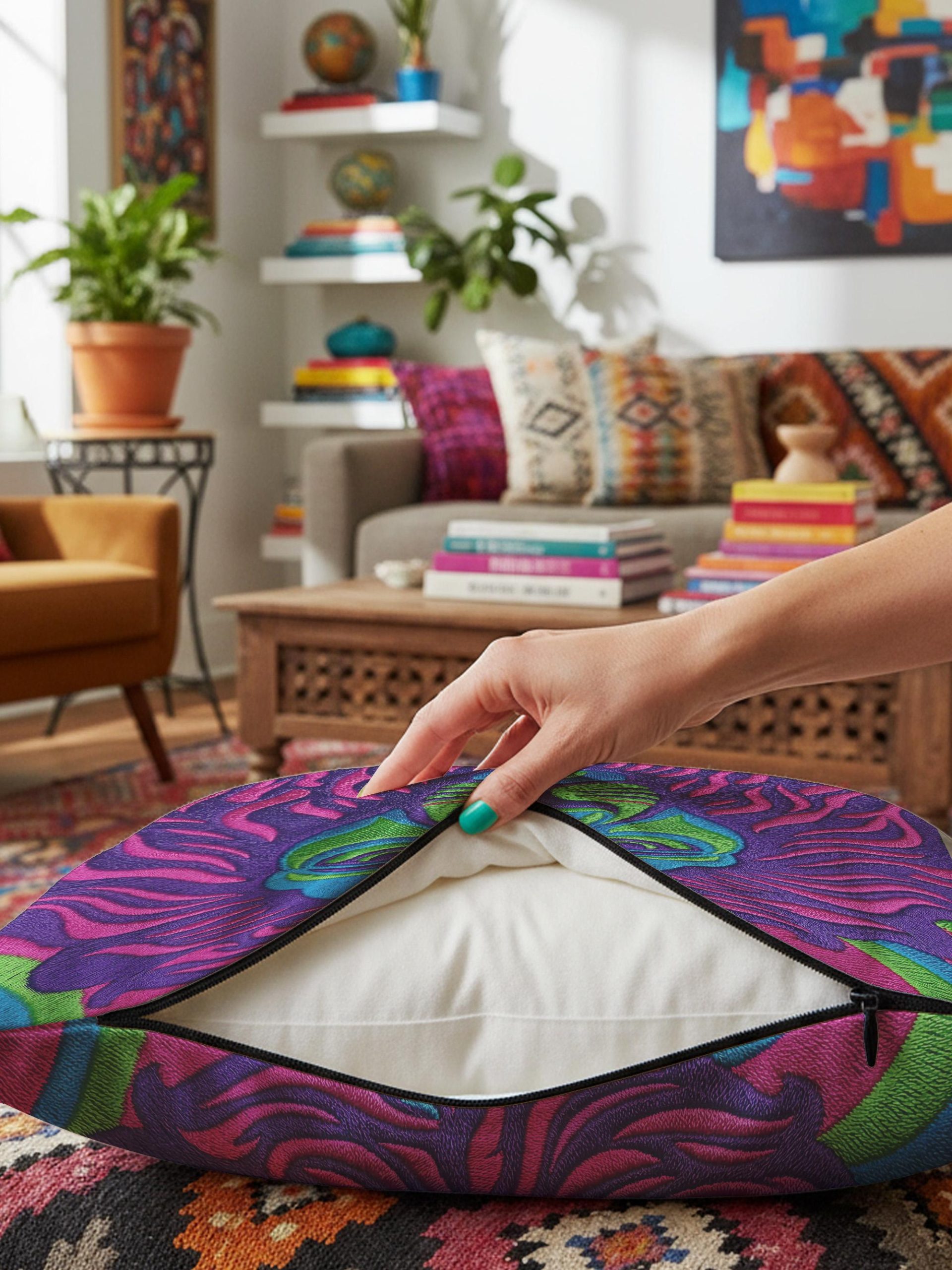 Colorful Embroidered Jungle Lion Pillowcase - Image 6