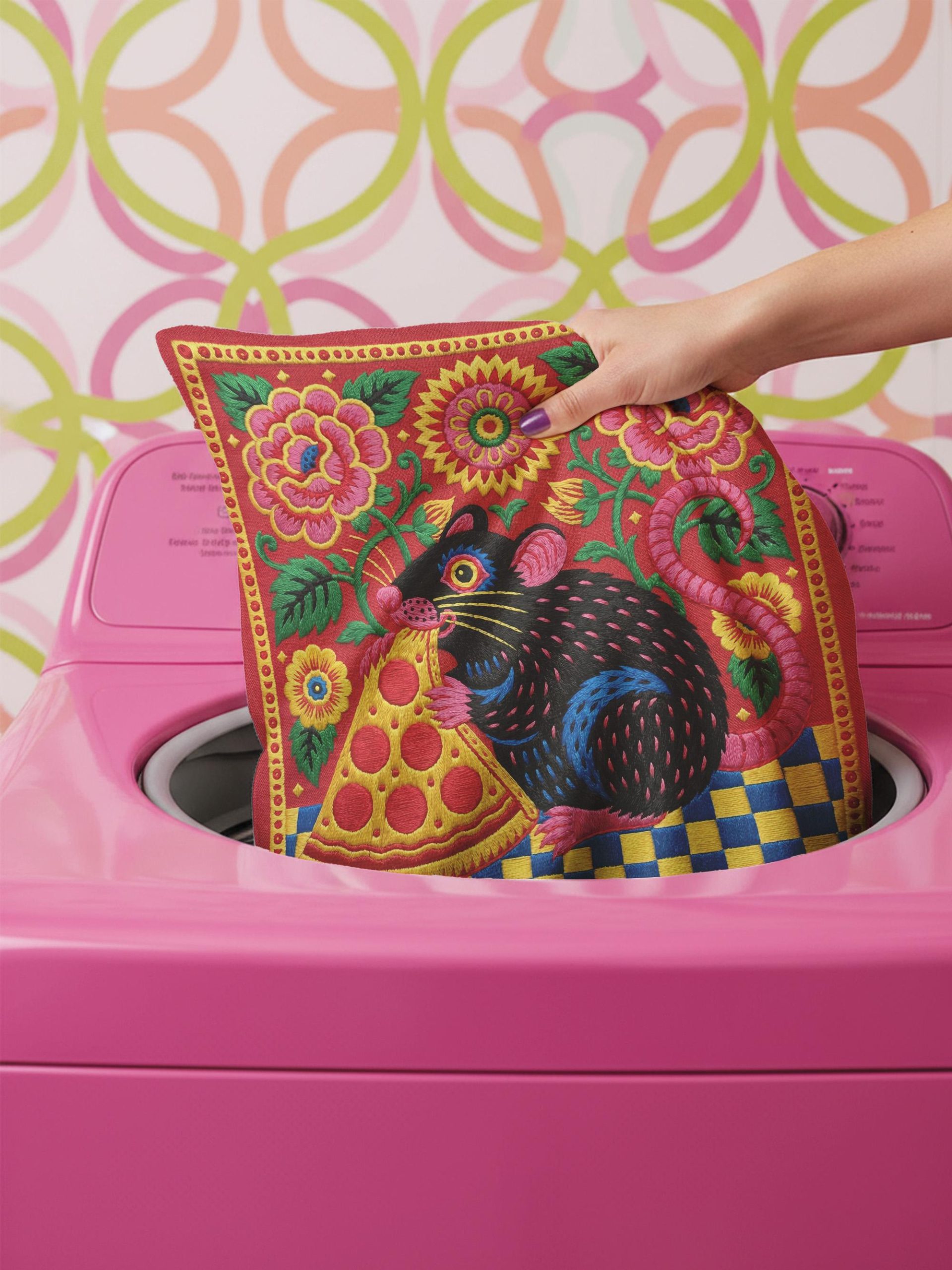 Maximalist Pizza Rat Pillow Cover - Image 3