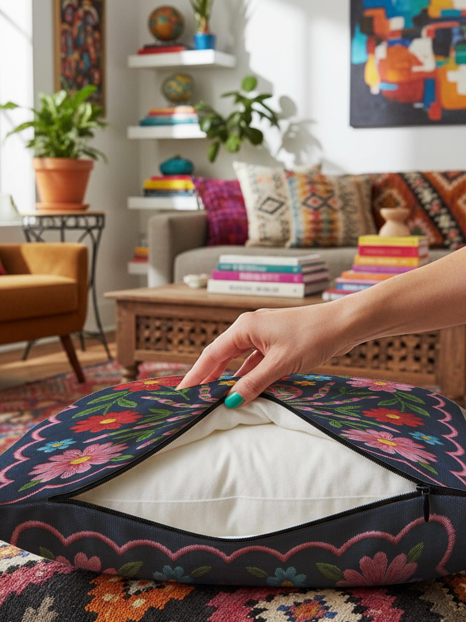 Colorful imitation embroidered spider pillowcase - Image 2