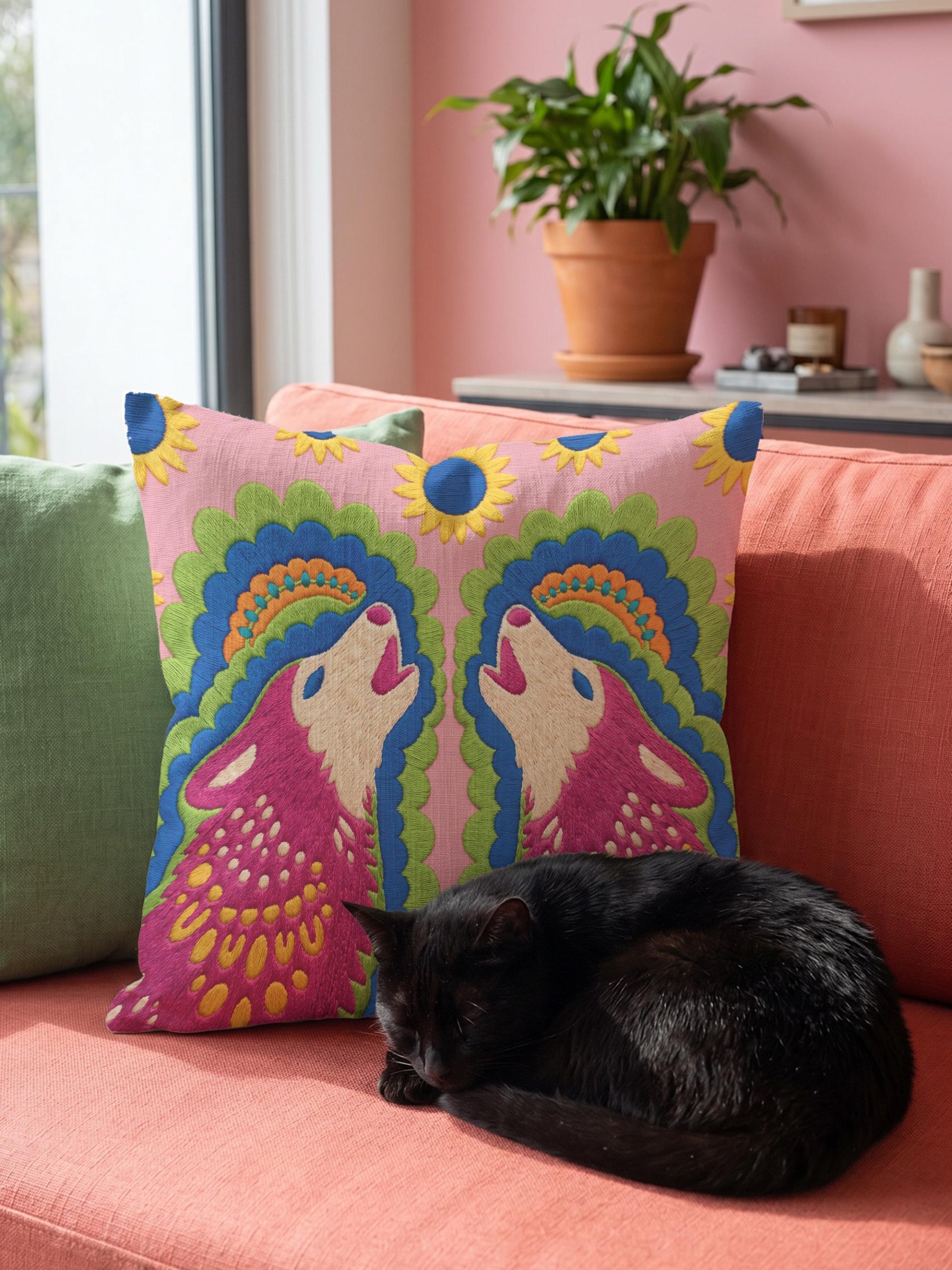 Maximalism Howling Wolf Hug Pillowcase - Image 6