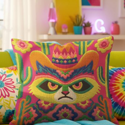 Minimalist Grumpy Cat Pillow