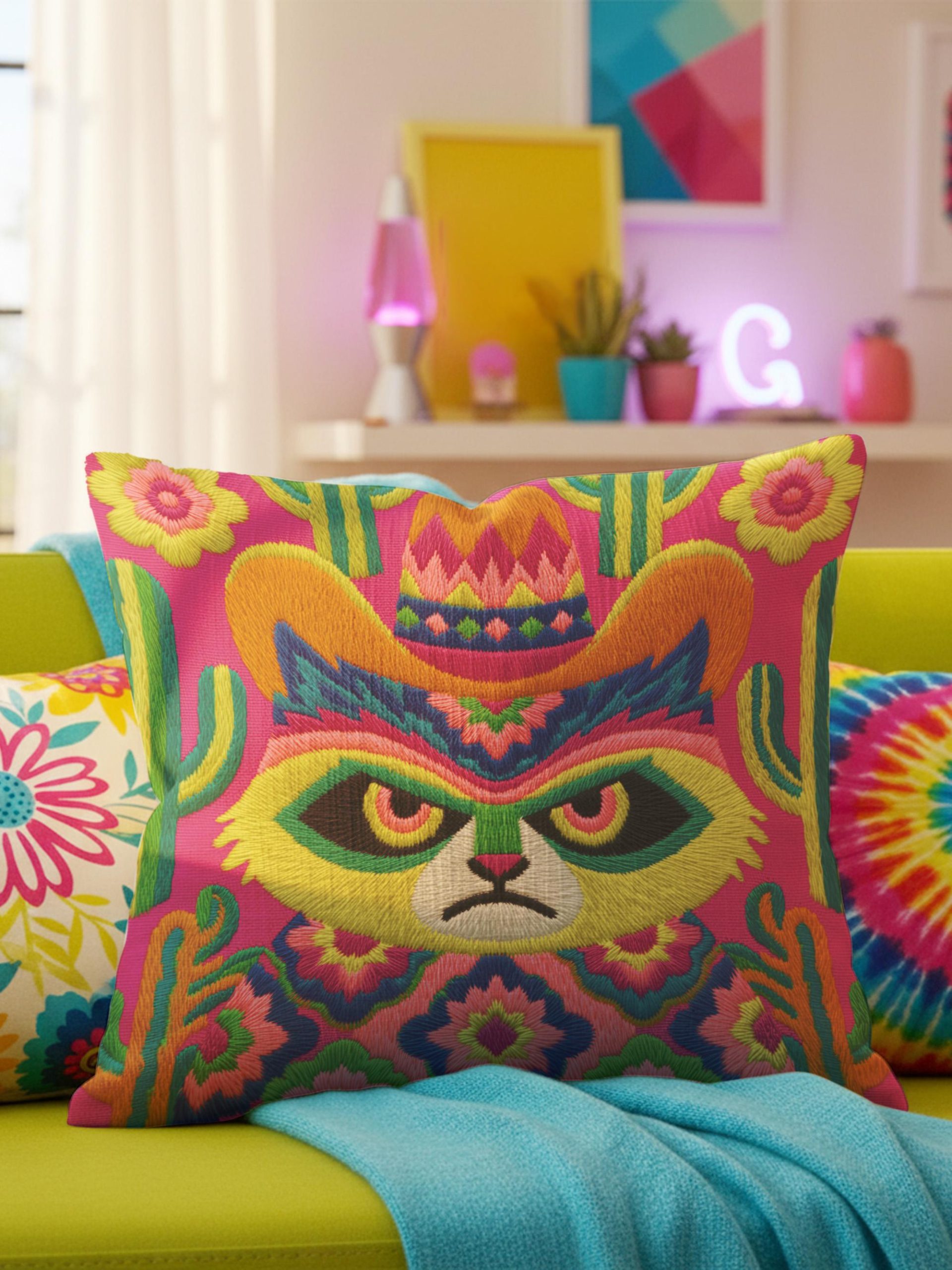 Minimalist Grumpy Cat Pillow