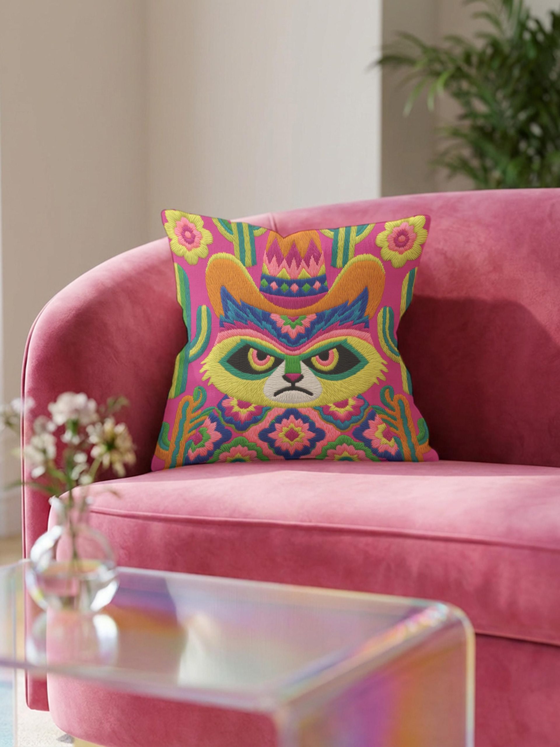 Minimalist Grumpy Cat Pillow - Image 6