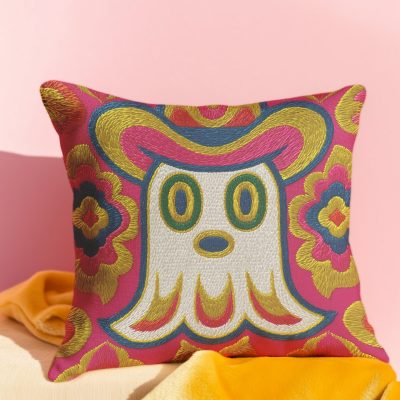 Embroidered Denim Ghost Pillowcase