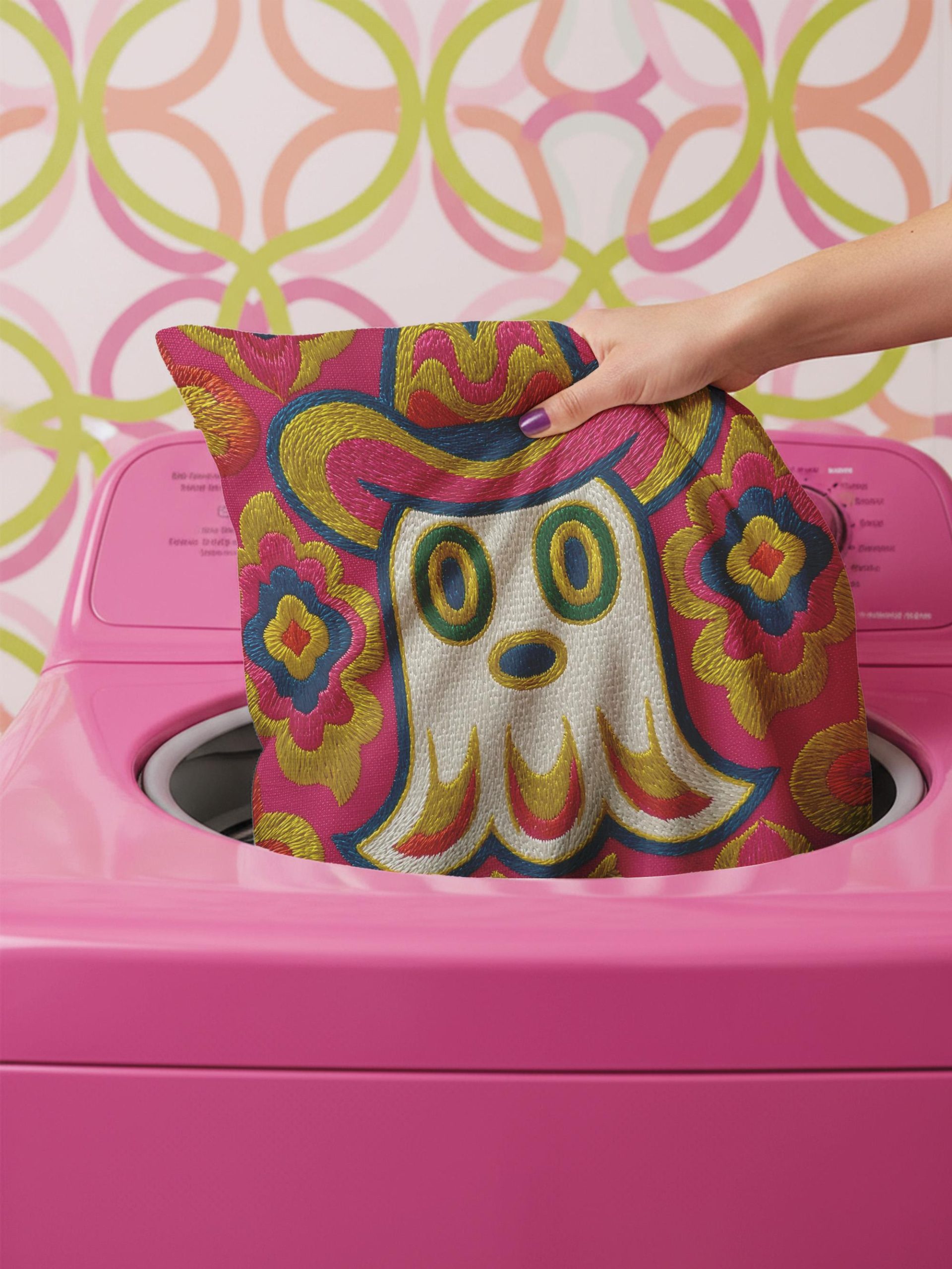 Embroidered Denim Ghost Pillowcase - Image 4