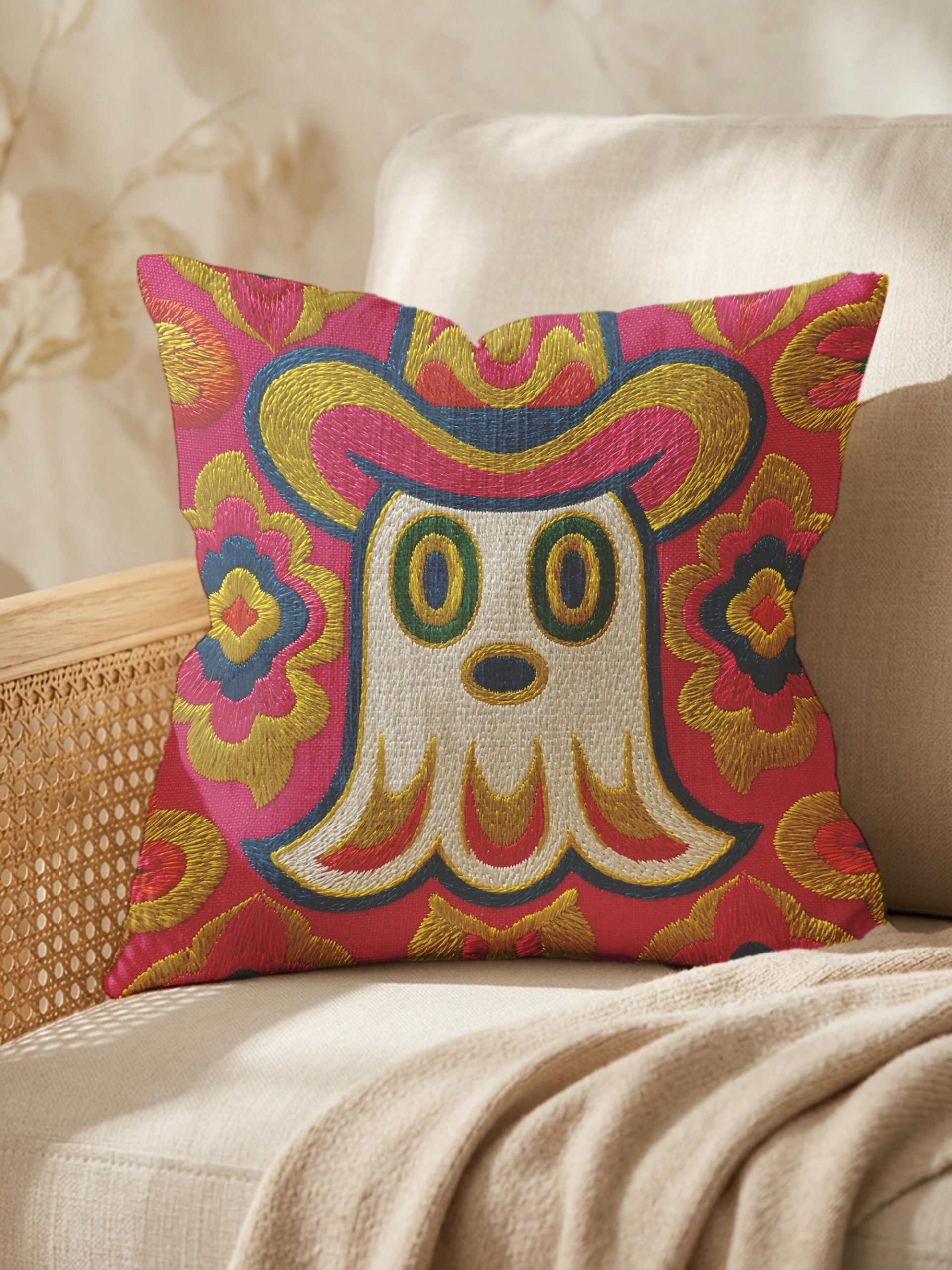 Embroidered Denim Ghost Pillowcase - Image 5