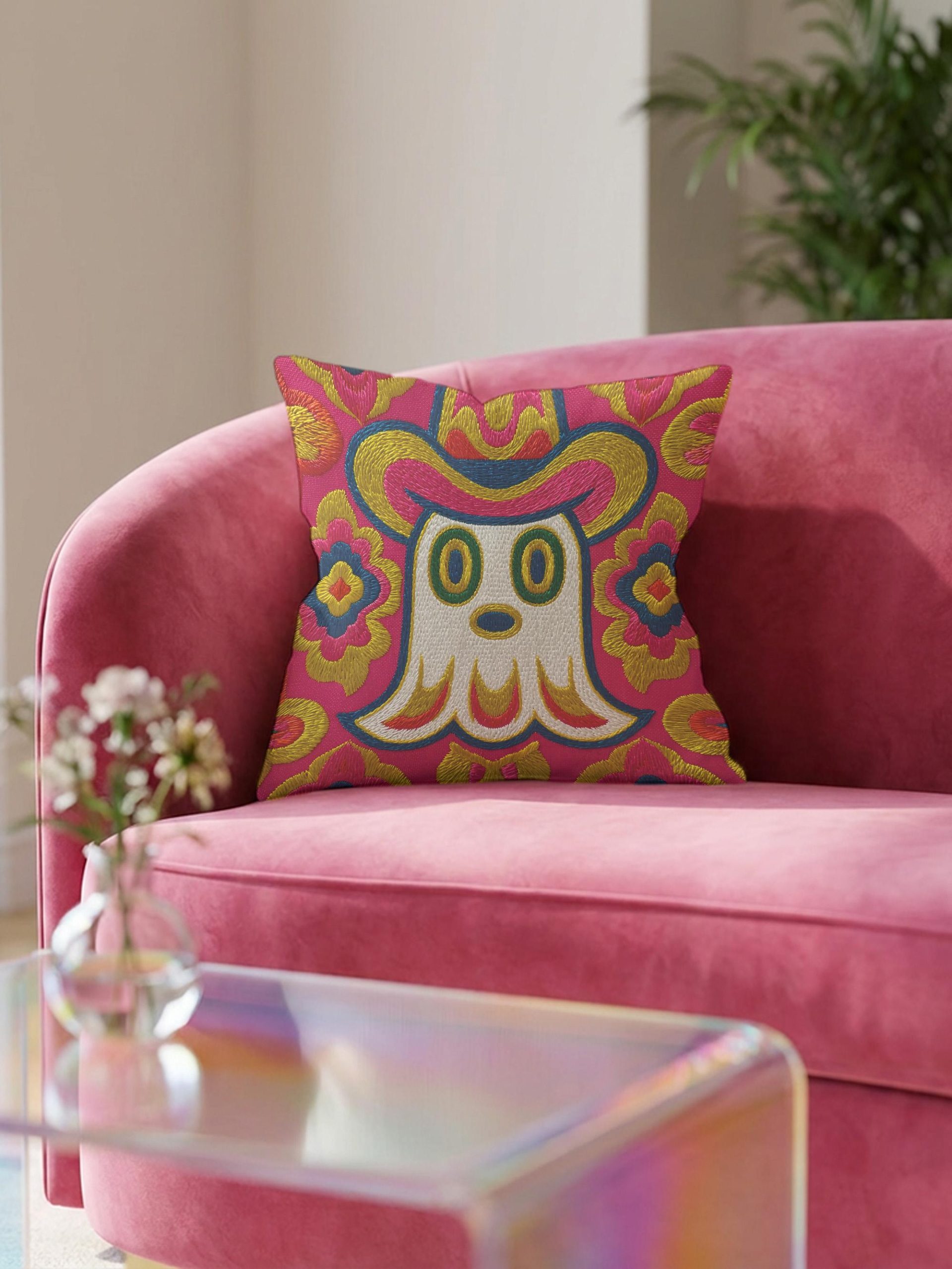 Embroidered Denim Ghost Pillowcase - Image 6