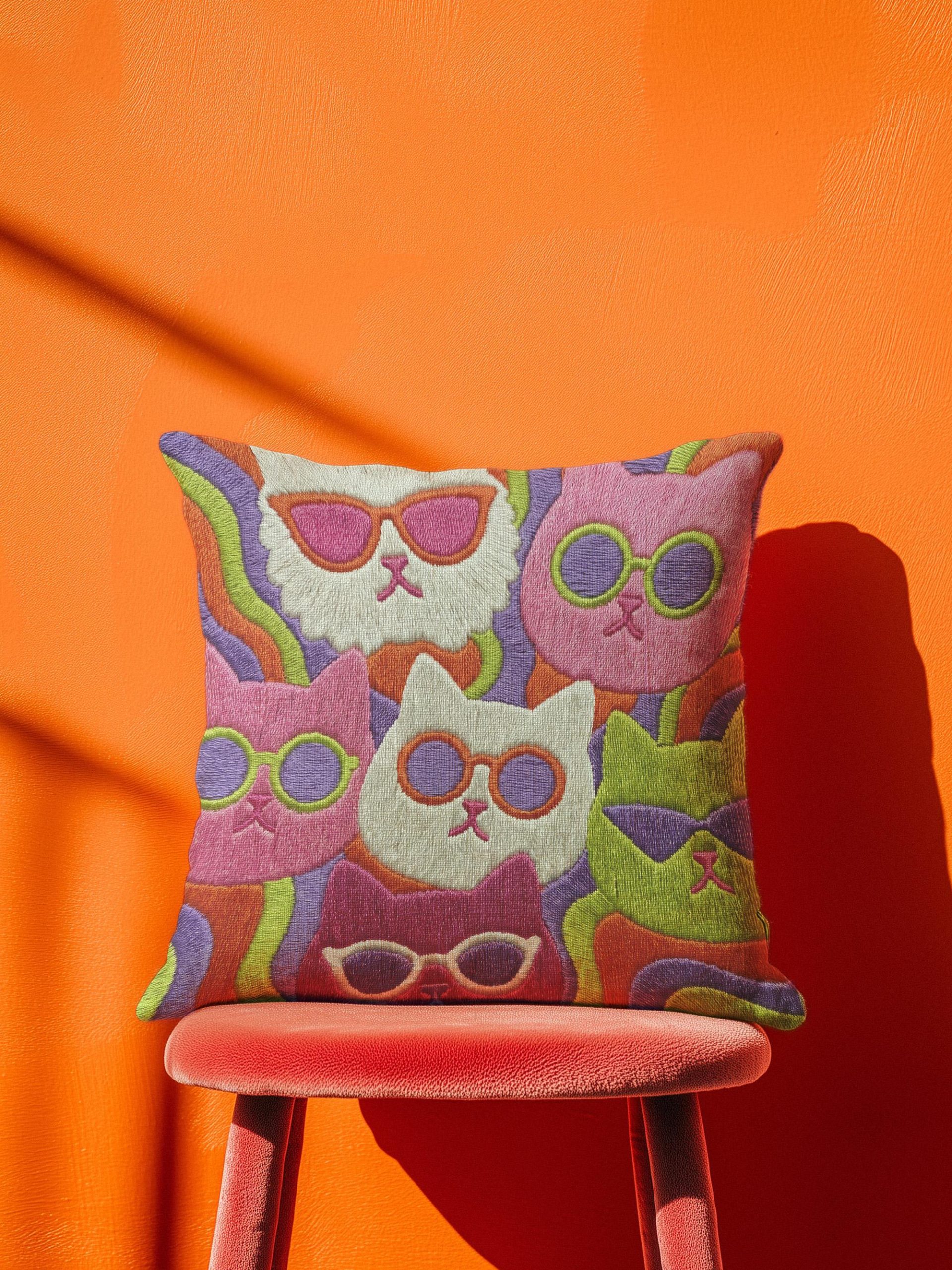 Colorful Rainbow Sofa Decor Cat Pillow - Image 2