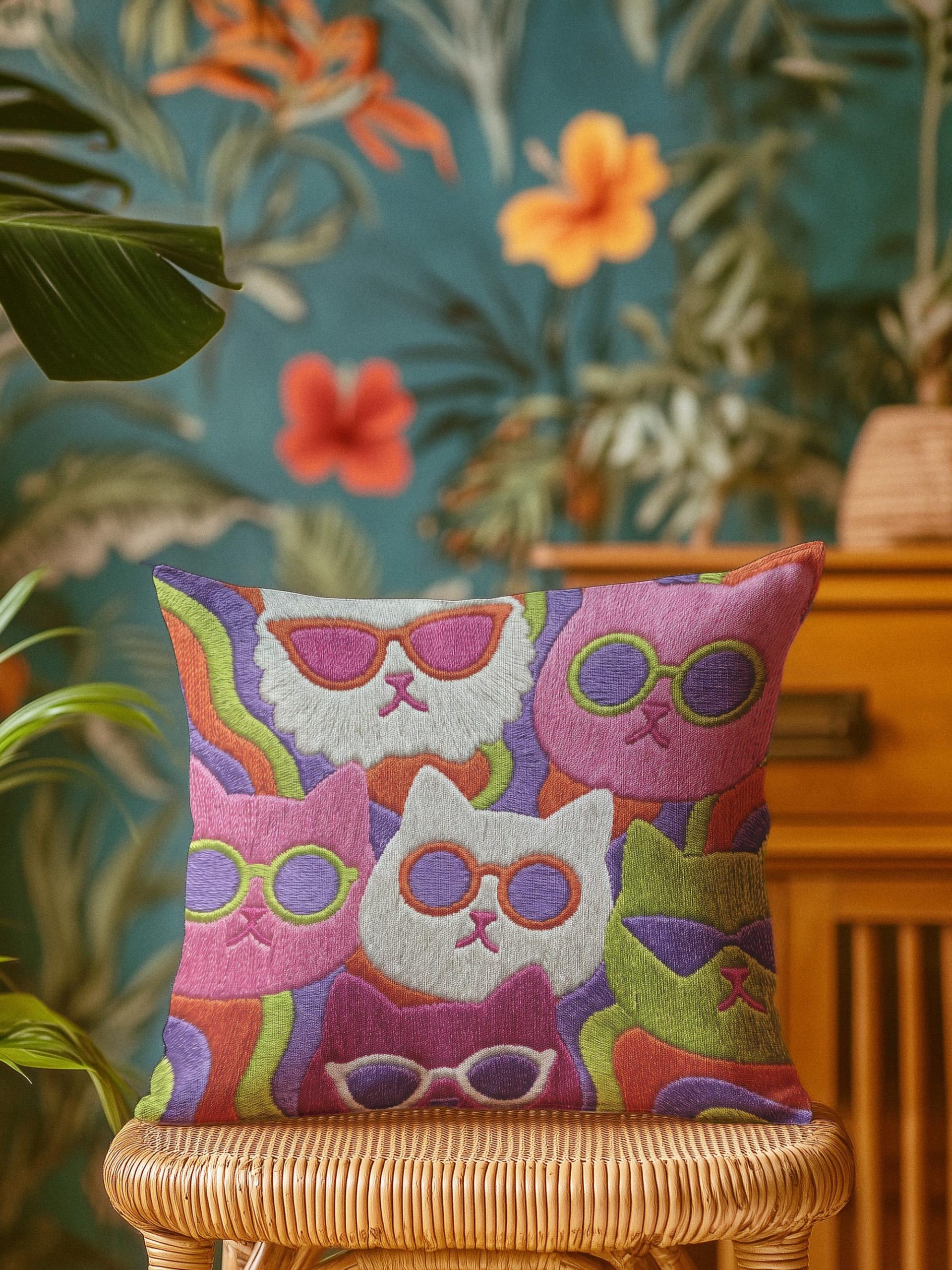 Colorful Rainbow Sofa Decor Cat Pillow - Image 3