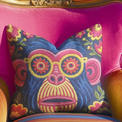 Embroidered monkey pillowcase