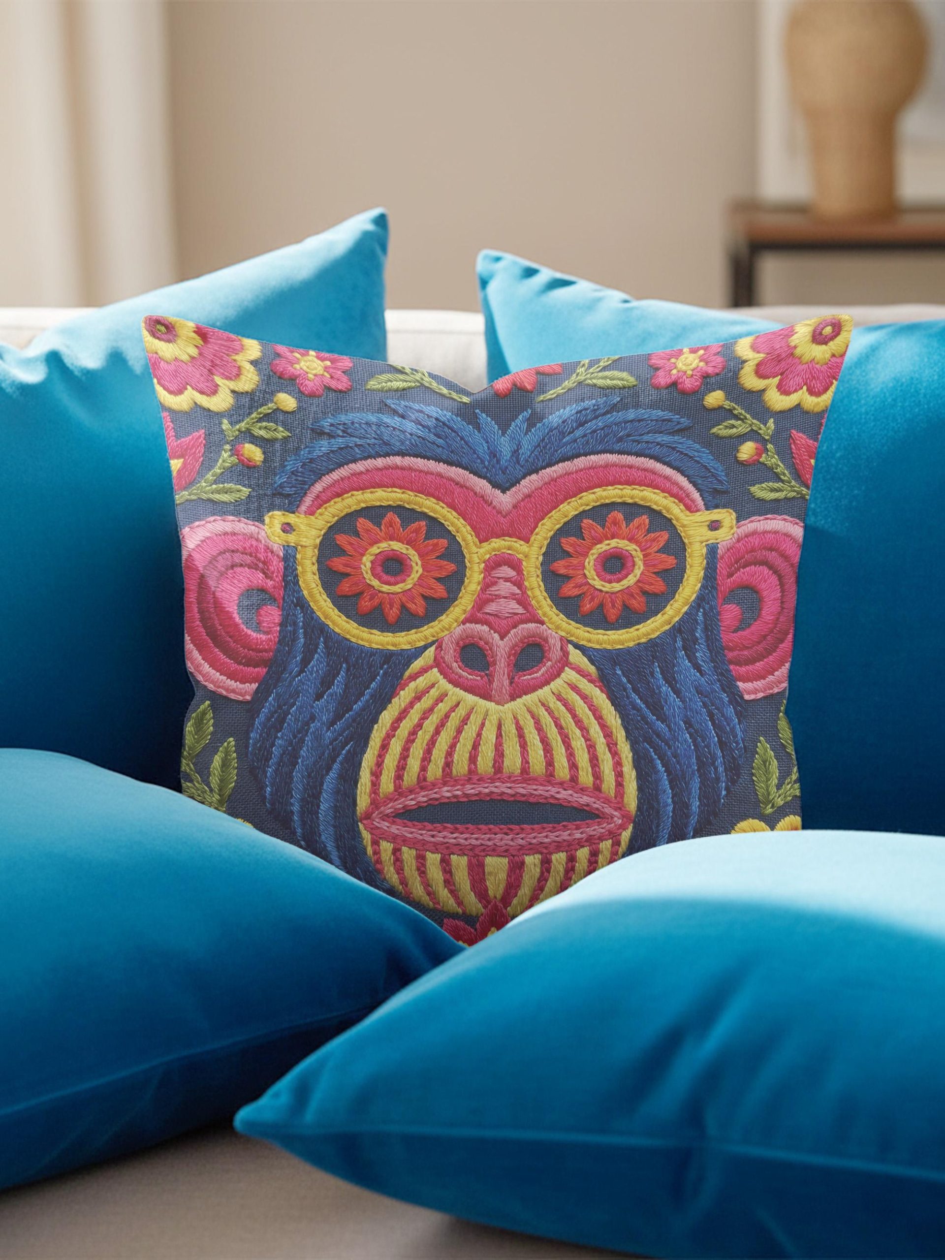 Embroidered monkey pillowcase - Image 3