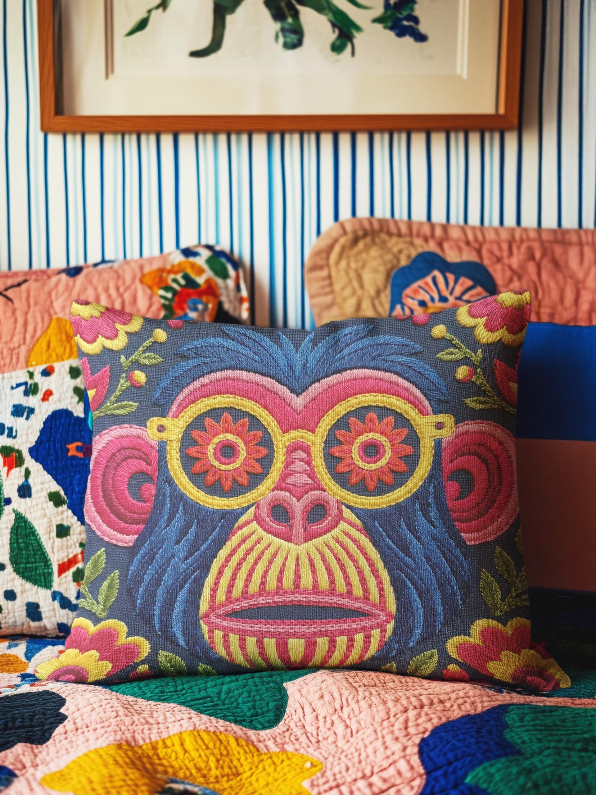 Embroidered monkey pillowcase - Image 5
